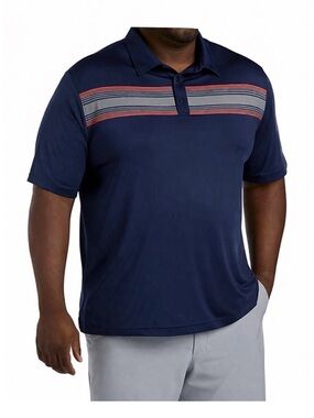 Reebok Navy Striped Performance Golf Polo Shirt 3XL Big & Tall Lightweight NWOT